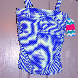 MIkarose Navy and White Tankini Top